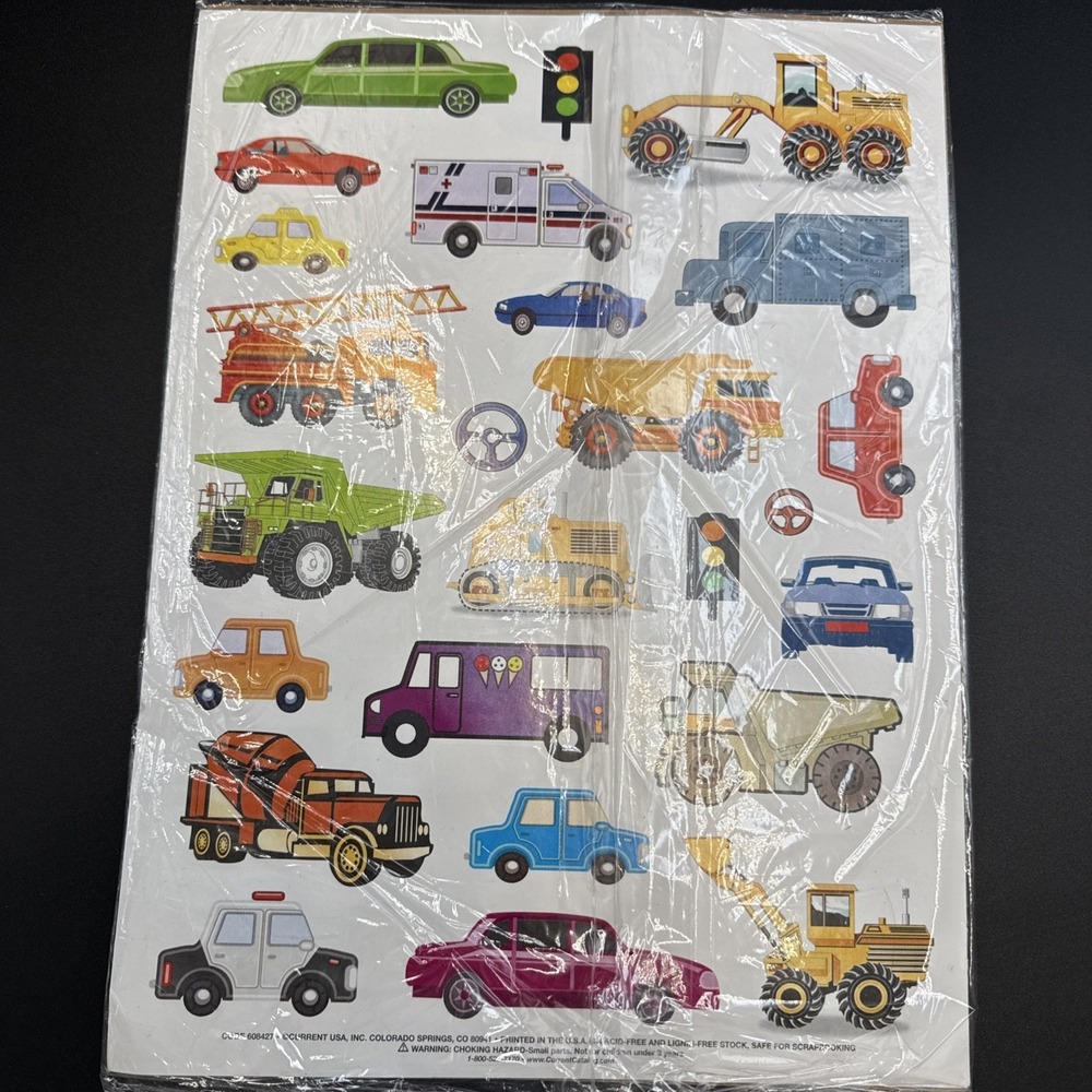 Current Scrapbook Sticker XL Sheet - Card Trucks Construction Kids - 608427
